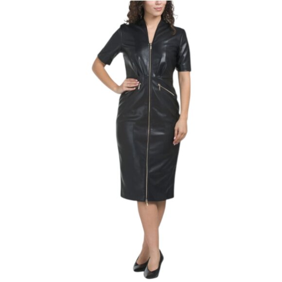 Elie Tahari Dresses & Skirts - ELIE TAHARI The Adair Faux Leather Zip Dress